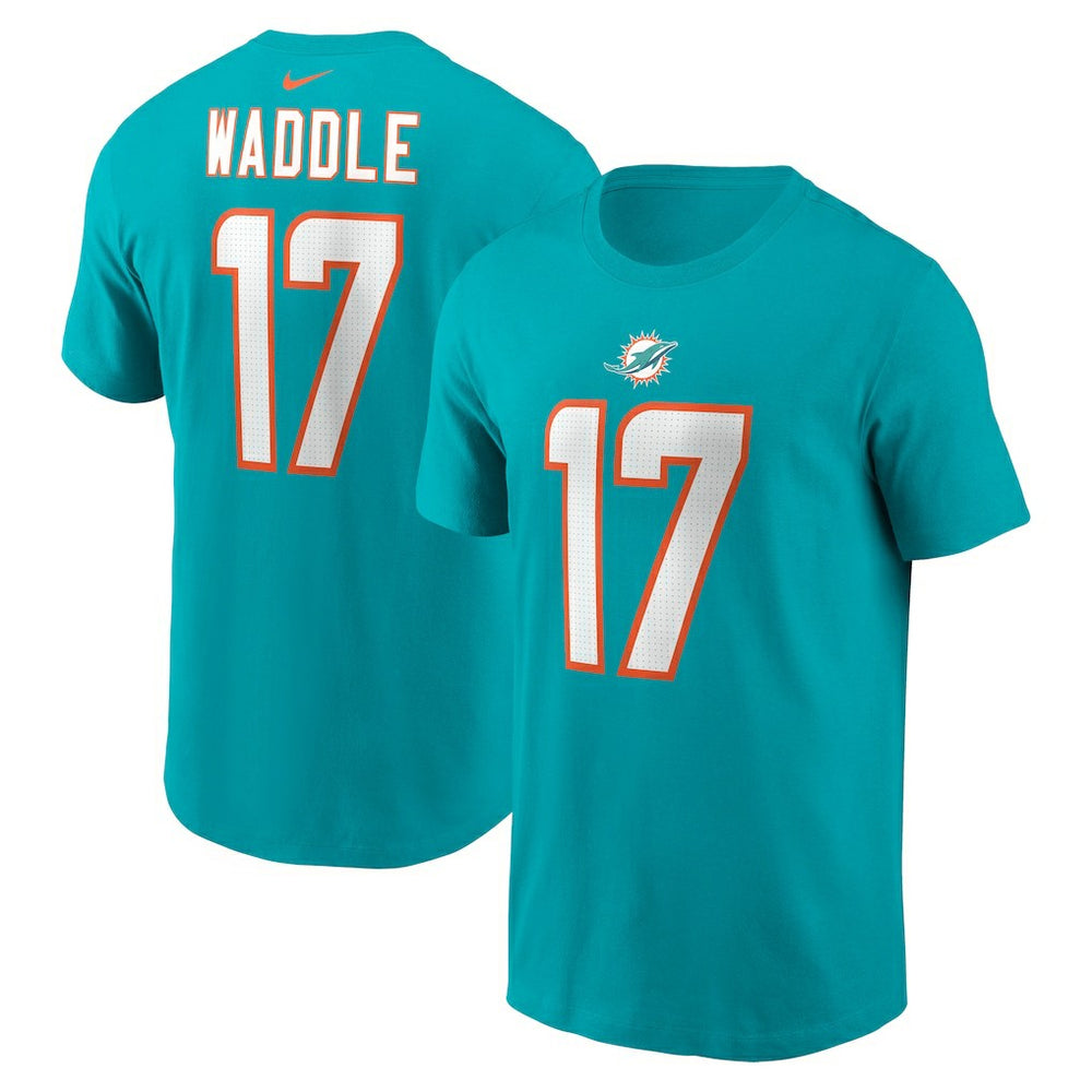 Jaylen Waddle Miami Dolphins Player Name & Number T-Shirt Aqua | Nike for Sale