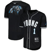Bryce Young Carolina Panthers Pro Standard Mesh Baseball Button-Up T-Shirt Black | NFL