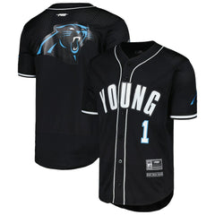 Bryce Young Carolina Panthers Pro Standard Mesh Baseball Button-Up T-Shirt Black | NFL