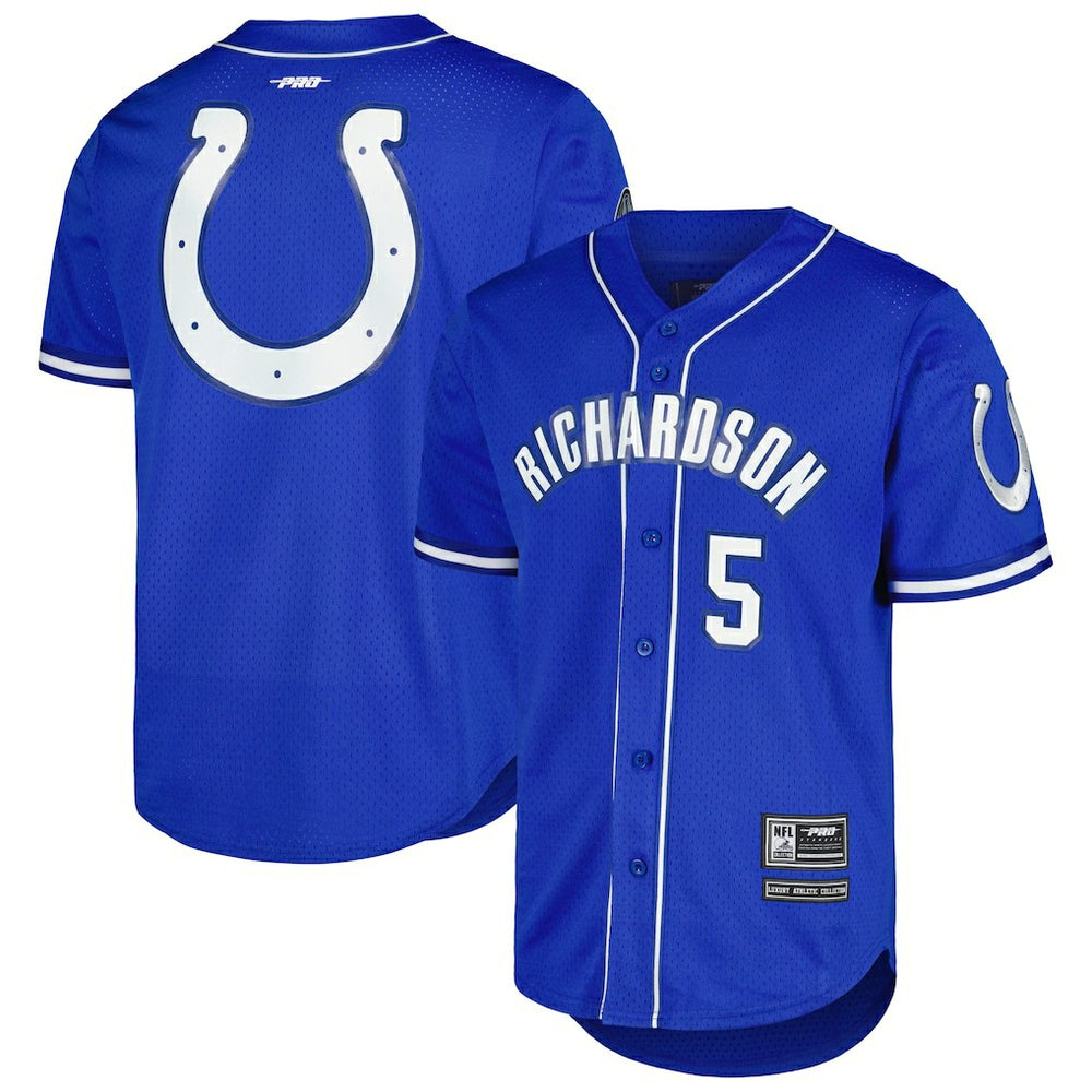 Anthony Richardson Indianapolis Colts Pro Standard Mesh Baseball Button-Up T-Shirt Royal | NFL