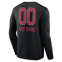 Arizona Cardinals Personalized Name & Number Team Wordmark Long Sleeve T-Shirt Black | NFL