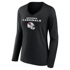 Arizona Cardinals Women's Personalized Name & Number Team Wordmark Long Sleeve V-Neck T-Shirt Black | NFL