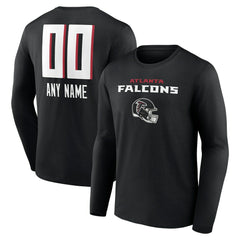 Atlanta Falcons Personalized Name & Number Team Wordmark Long Sleeve T-Shirt Black | NFL