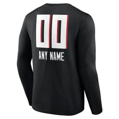 Atlanta Falcons Personalized Name & Number Team Wordmark Long Sleeve T-Shirt Black | NFL