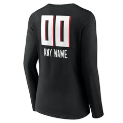 Atlanta Falcons Women's Personalized Name & Number Team Wordmark Long Sleeve V-Neck T-Shirt Black | NFL