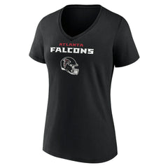Atlanta Falcons Women's Personalized Name & Number Team Wordmark V-Neck T-Shirt Black | NFL