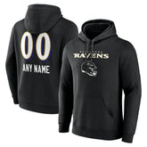 Baltimore Ravens Personalized Name & Number Team Wordmark Pullover Hoodie Black | NFL