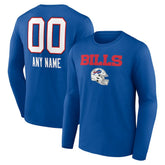Buffalo Bills Personalized Name & Number Team Wordmark Long Sleeve T-Shirt Royal | NFL