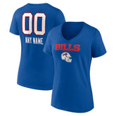 Buffalo Bills Women's Personalized Name & Number Team Wordmark V-Neck T-Shirt Royal | NFL
