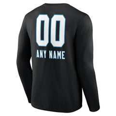 Carolina Panthers Personalized Name & Number Team Wordmark Long Sleeve T-Shirt Black | NFL