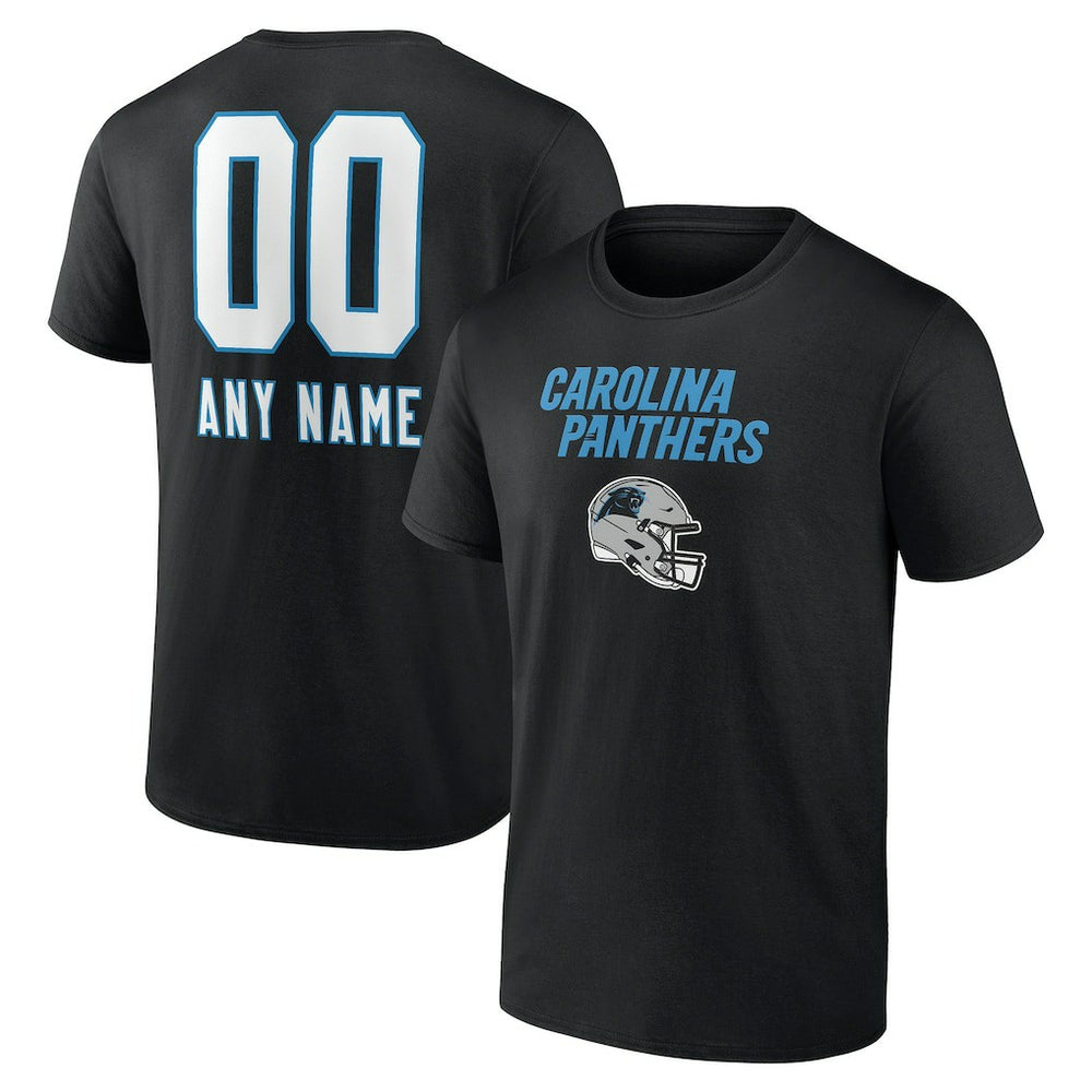 Carolina Panthers Personalized Name & Number Team Wordmark T-Shirt Black | NFL