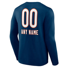 Chicago Bears Personalized Name & Number Team Wordmark Long Sleeve T-Shirt Navy | NFL