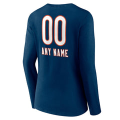 Chicago Bears Women's Personalized Name & Number Team Wordmark Long Sleeve V-Neck T-Shirt Navy | NFL