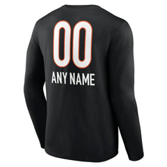 Cincinnati Bengals Personalized Name & Number Team Wordmark Long Sleeve T-Shirt Black | NFL