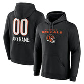 Cincinnati Bengals Personalized Name & Number Team Wordmark Pullover Hoodie Black | NFL