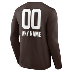 Cleveland Browns Personalized Name & Number Team Wordmark Long Sleeve T-Shirt Brown | NFL
