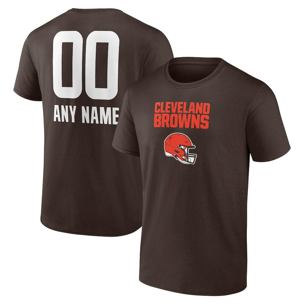 Cleveland Browns Personalized Name & Number Team Wordmark T-Shirt Brown | NFL