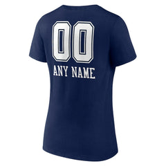 Dallas Cowboys Women's Personalized Name & Number Team Wordmark V-Neck T-Shirt Navy | NFL