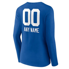 Indianapolis Colts Women's Personalized Name & Number Team Wordmark Long Sleeve V-Neck T-Shirt Royal | NFL