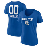 Indianapolis Colts Women's Personalized Name & Number Team Wordmark V-Neck T-Shirt Royal | NFL