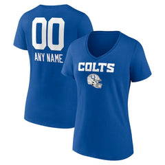 Indianapolis Colts Women's Personalized Name & Number Team Wordmark V-Neck T-Shirt Royal | NFL