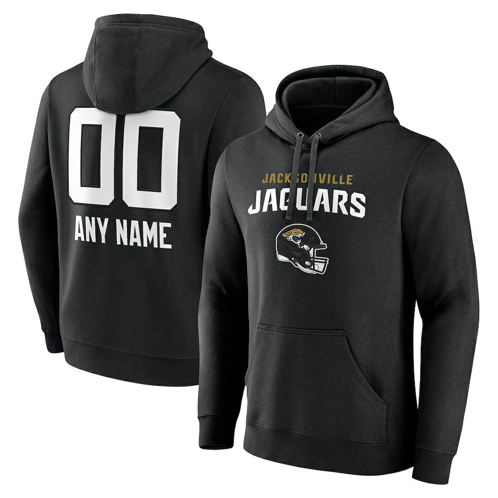 Jacksonville Jaguars Personalized Name & Number Team Wordmark Pullover Hoodie Black | NFL