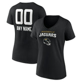 Jacksonville Jaguars Women's Personalized Name & Number Team Wordmark V-Neck T-Shirt Black | NFL