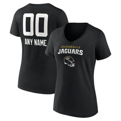 Jacksonville Jaguars Women's Personalized Name & Number Team Wordmark V-Neck T-Shirt Black | NFL