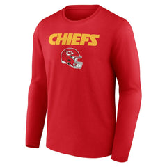 Kansas City Chiefs Personalized Name & Number Team Wordmark Long Sleeve T-Shirt Red | NFL