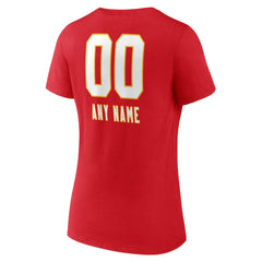 Kansas City Chiefs Women's Personalized Name & Number Team Wordmark V-Neck T-Shirt Red | NFL