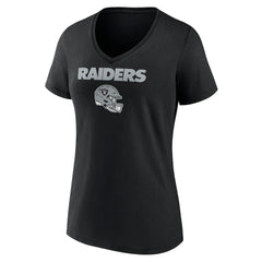 Las Vegas Raiders Women's Personalized Name & Number Team Wordmark V-Neck T-Shirt Black | NFL