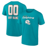 Miami Dolphins Personalized Name & Number Team Wordmark T-Shirt Aqua | NFL