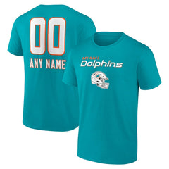 Miami Dolphins Personalized Name & Number Team Wordmark T-Shirt Aqua | NFL