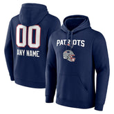 New England Patriots Personalized Name & Number Team Wordmark Pullover Hoodie Navy | NFL