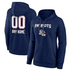 New England Patriots Women's Personalized Name & Number Team Wordmark Pullover Hoodie Navy | NFL