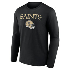 New Orleans Saints Personalized Name & Number Team Wordmark Long Sleeve T-Shirt Black | NFL
