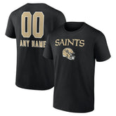 New Orleans Saints Personalized Name & Number Team Wordmark T-Shirt Black | NFL