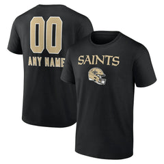 New Orleans Saints Personalized Name & Number Team Wordmark T-Shirt Black | NFL