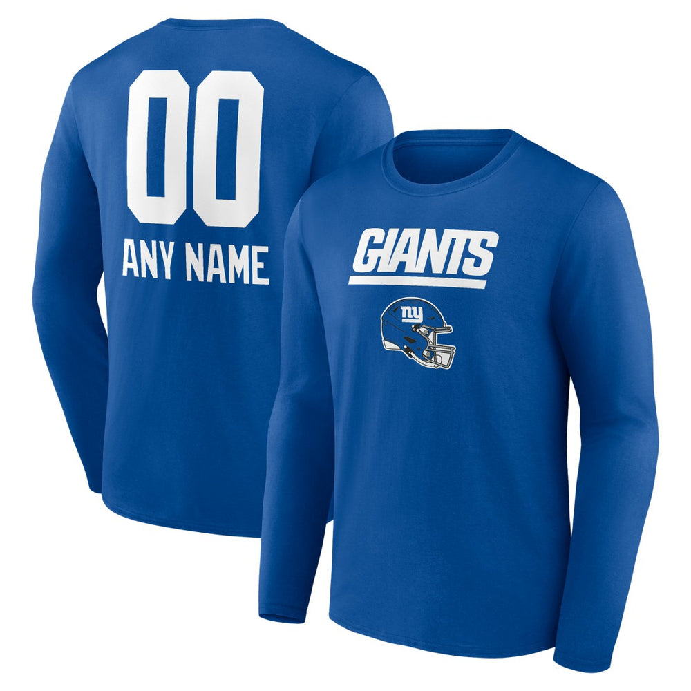 New York Giants Personalized Name & Number Team Wordmark Long Sleeve T-Shirt Royal | NFL
