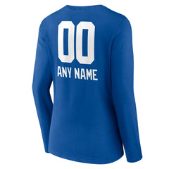 New York Giants Women's Personalized Name & Number Team Wordmark Long Sleeve V-Neck T-Shirt Royal | NFL