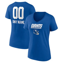New York Giants Women's Personalized Name & Number Team Wordmark V-Neck T-Shirt Royal | NFL