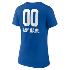New York Giants Women's Personalized Name & Number Team Wordmark V-Neck T-Shirt Royal | NFL