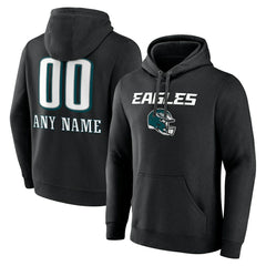 Philadelphia Eagles Personalized Name & Number Team Wordmark Pullover Hoodie Black | NFL