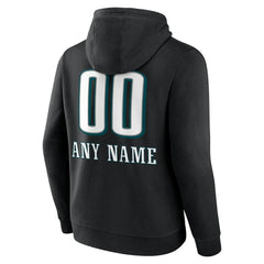 Philadelphia Eagles Personalized Name & Number Team Wordmark Pullover Hoodie Black | NFL