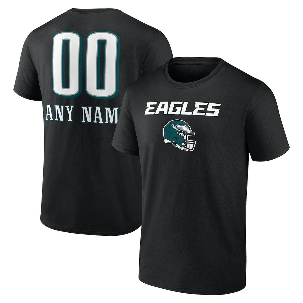 Philadelphia Eagles Personalized Name & Number Team Wordmark T-Shirt Black | NFL
