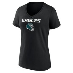 Philadelphia Eagles Women's Personalized Name & Number Team Wordmark V-Neck T-Shirt Black | NFL