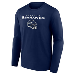 Seattle Seahawks Personalized Name & Number Team Wordmark Long Sleeve T-Shirt College Navy | NFL