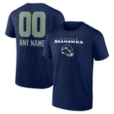 Seattle Seahawks Personalized Name & Number Team Wordmark T-Shirt College Navy | NFL