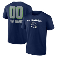 Seattle Seahawks Personalized Name & Number Team Wordmark T-Shirt College Navy | NFL