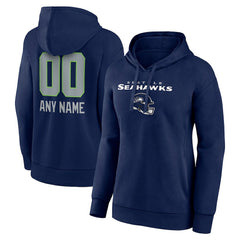 Seattle Seahawks Women's Personalized Name & Number Team Wordmark Pullover Hoodie College Navy | NFL